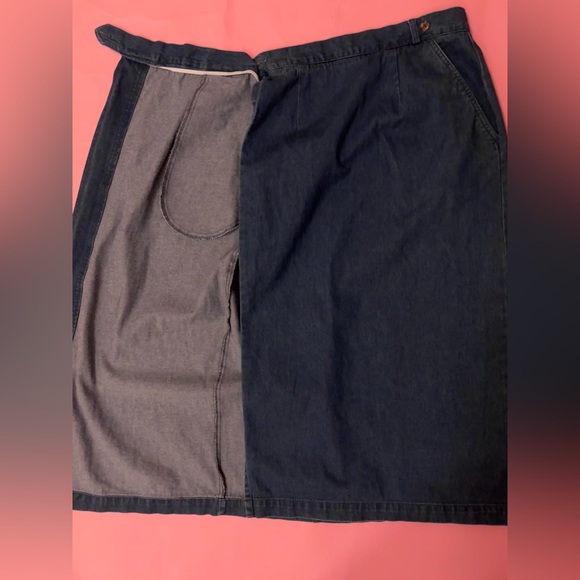 Talbots Vintage 90s Y2K Preppy Basic Blue Denim Maxi Wrap Skirt - Petite Size 10 - Picture 7 of 7